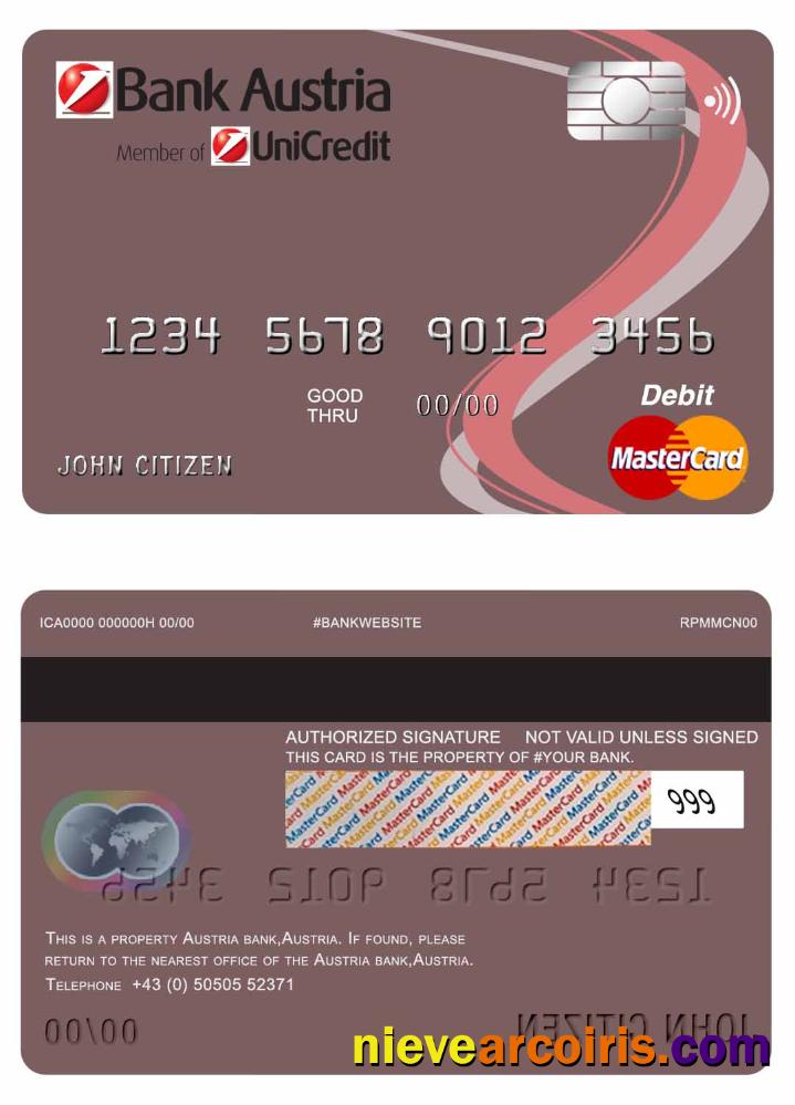 Austria Bank Austria mastercard debit card
